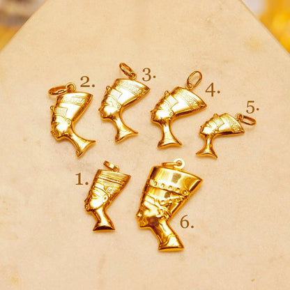 14K Gold Egyptian Pedants, Queen Nefertiti Head, Egyptian Sphinx, Horus Eagle Medallion, Vintage Yellow Gold Charms