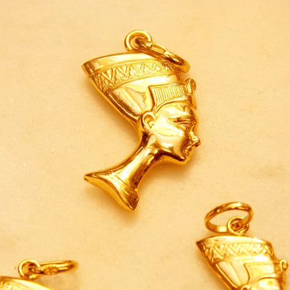 14K Gold Egyptian Pedants, Queen Nefertiti Head, Egyptian Sphinx, Horus Eagle Medallion, Vintage Yellow Gold Charms