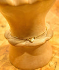 Vintage 14K Gold Heart Baby Charm Bracelet, Box Link Chain, Tiny Yellow Gold Heart, Tiny 585 Bracelet, 5 1/2" L - Good's Vintage