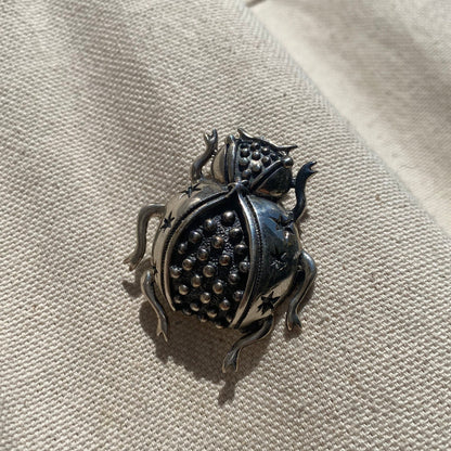 Vintage 925 Sterling Silver Lady Bug Brooch, Unique Silver Bug Brooch, Cute Statement Accessory, 925, Mexican Sterling, TAXCO 925