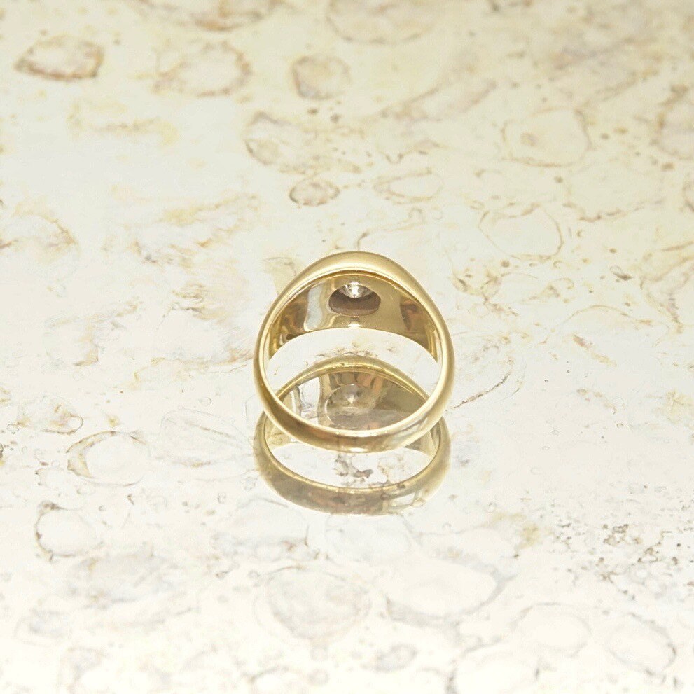 14K Diamond Solitaire Dome Ring, Bezel-Set 1 CT Brilliant Diamond, Polished Yellow Gold, Size 7 1/4 US