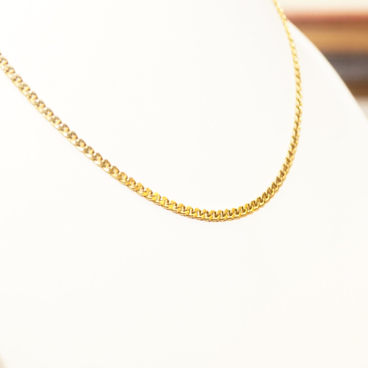 Solid 14K Mariner Chain In Yellow Gold, 3.2 mm Gucci Style Link Chain Necklace, Estate Jewelry, 18 1/2" L