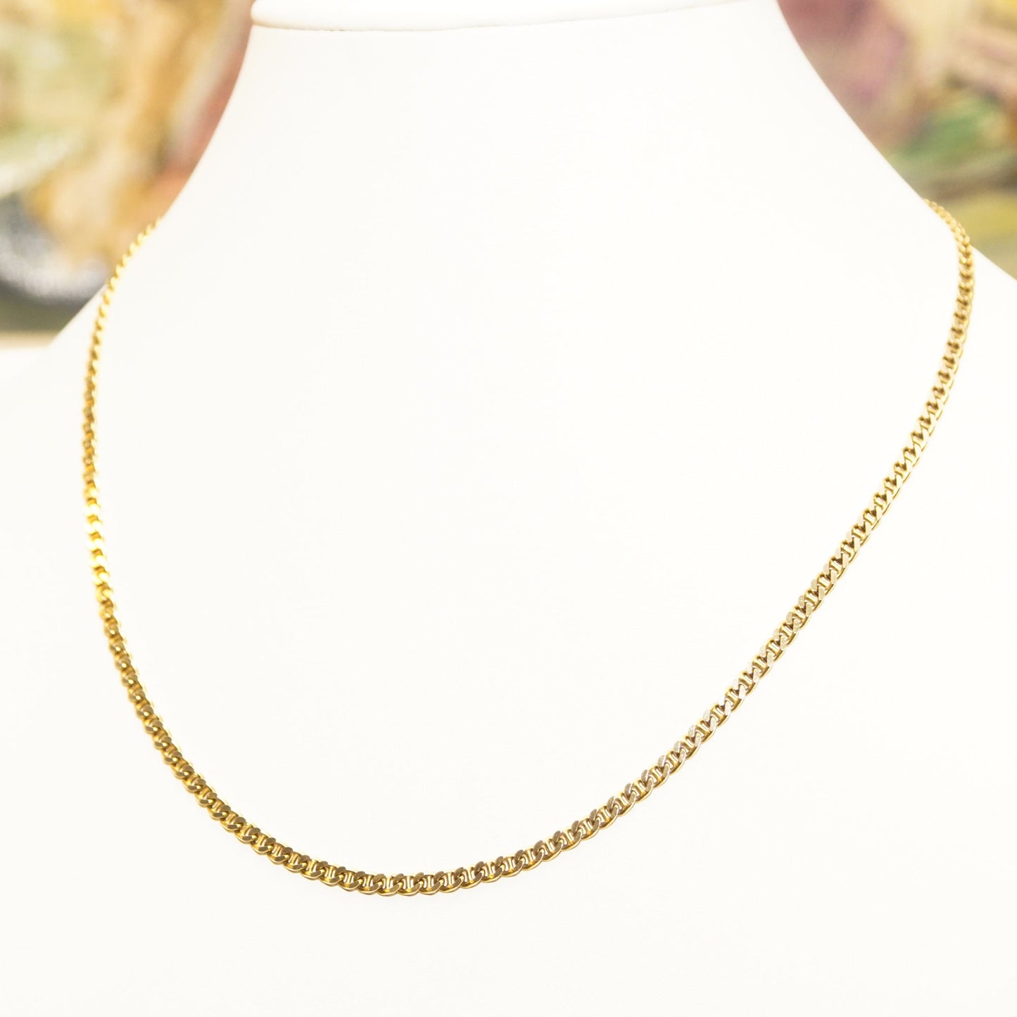 Solid 14K Mariner Chain In Yellow Gold, 3.2 mm Gucci Style Link Chain Necklace, Estate Jewelry, 18 1/2" L