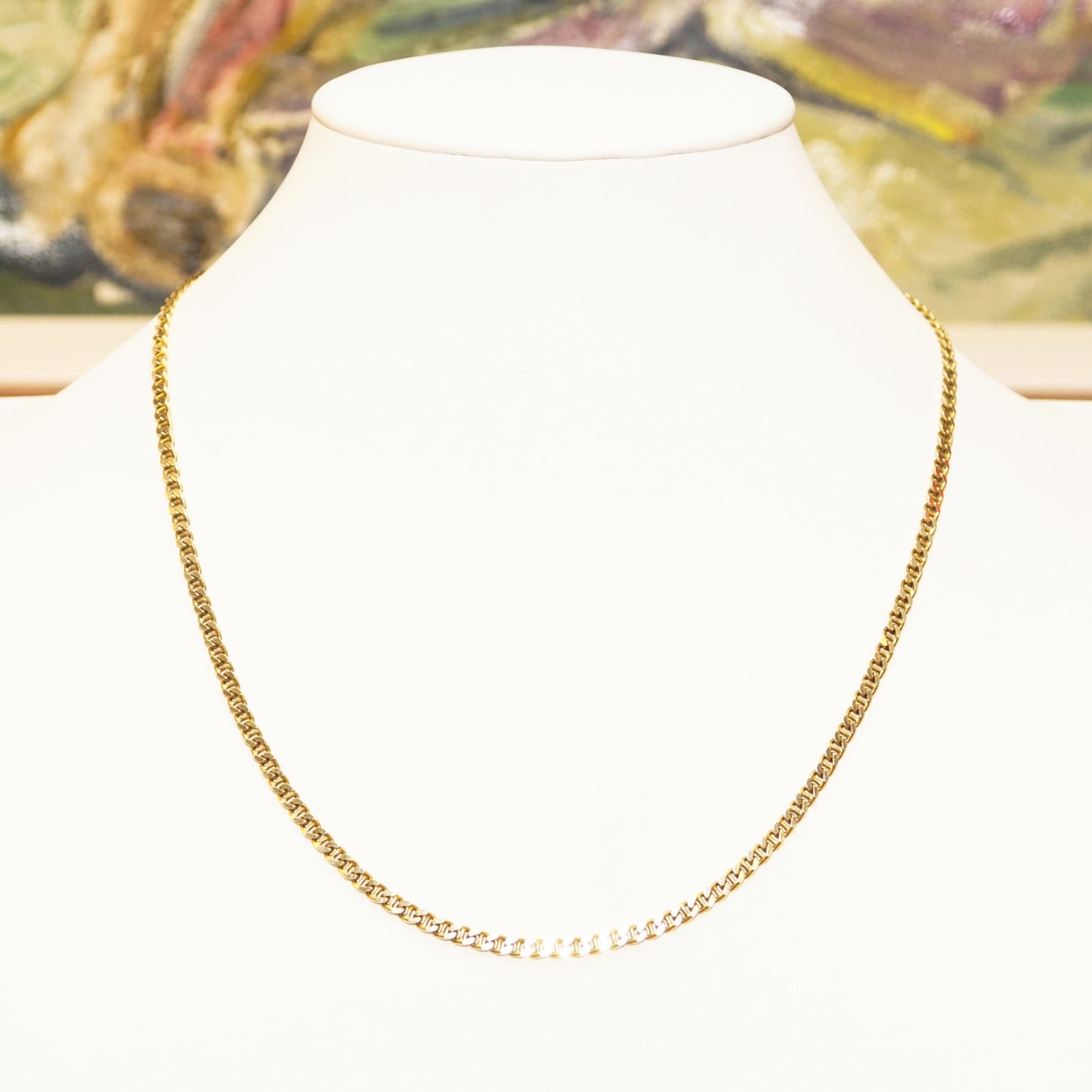 Solid 14K Mariner Chain In Yellow Gold, 3.2 mm Gucci Style Link Chain Necklace, Estate Jewelry, 18 1/2" L