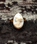 Victorian 9ct Angel Skin Coral Cameo Ring, All White High-Relief Cameo In Yellow Gold, Estate Jewelry, 8 1/2 US - Good's Vintage