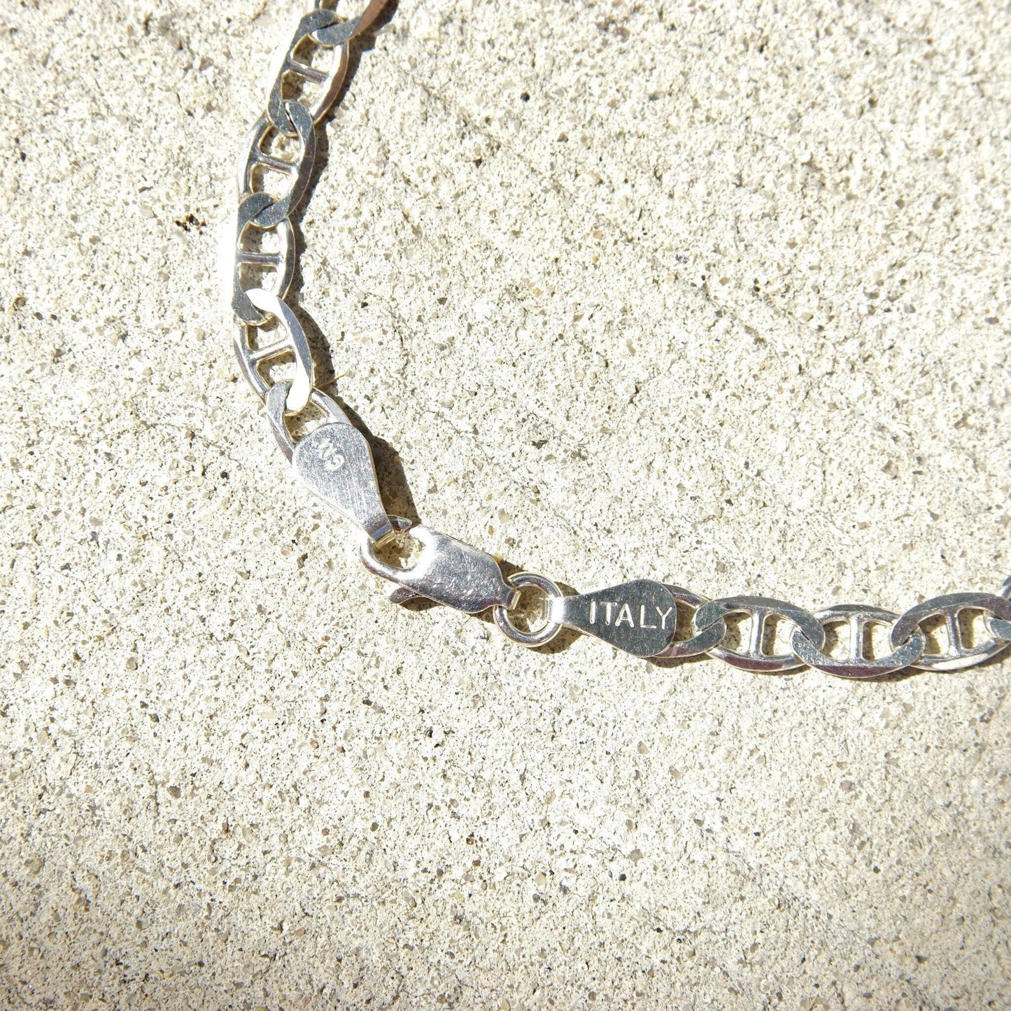 Vintage Sterling Silver Mariner Link Bracelet, Italian 925 Mariner Chain Bracelet, Modernist/Minimalist Bracelet, Unisex, 7 1/4 L