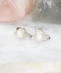 14k White Gold Pearl Heart Screw Back Earrings, Cute Small Gold Earrings With Genuine Pearl, 14k Jewelry - Good's Vintage