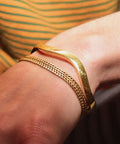 Italian 14K Double Curb Link Bracelet In Solid Yellow Gold, Wide Foxtail Chain Bracelet, Estate Jewelry, 7 1/2" L - Good's Vintage