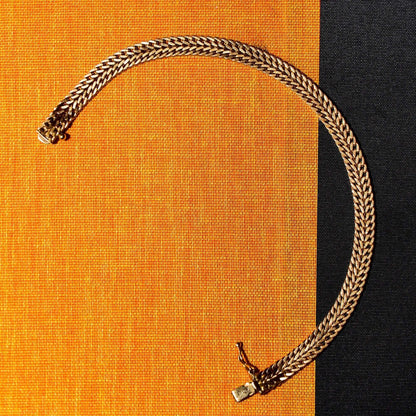 Italian 14K Double Curb Link Bracelet In Solid Yellow Gold, Wide Foxtail Chain Bracelet, Estate Jewelry, 7 1/2" L - Good's Vintage