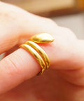 Coiled Snake Ring In 18K Yellow Gold, Minimalist Snake Wrap Ring, Adjustable, Estate Jewelry, 4 US - Good's Vintage
