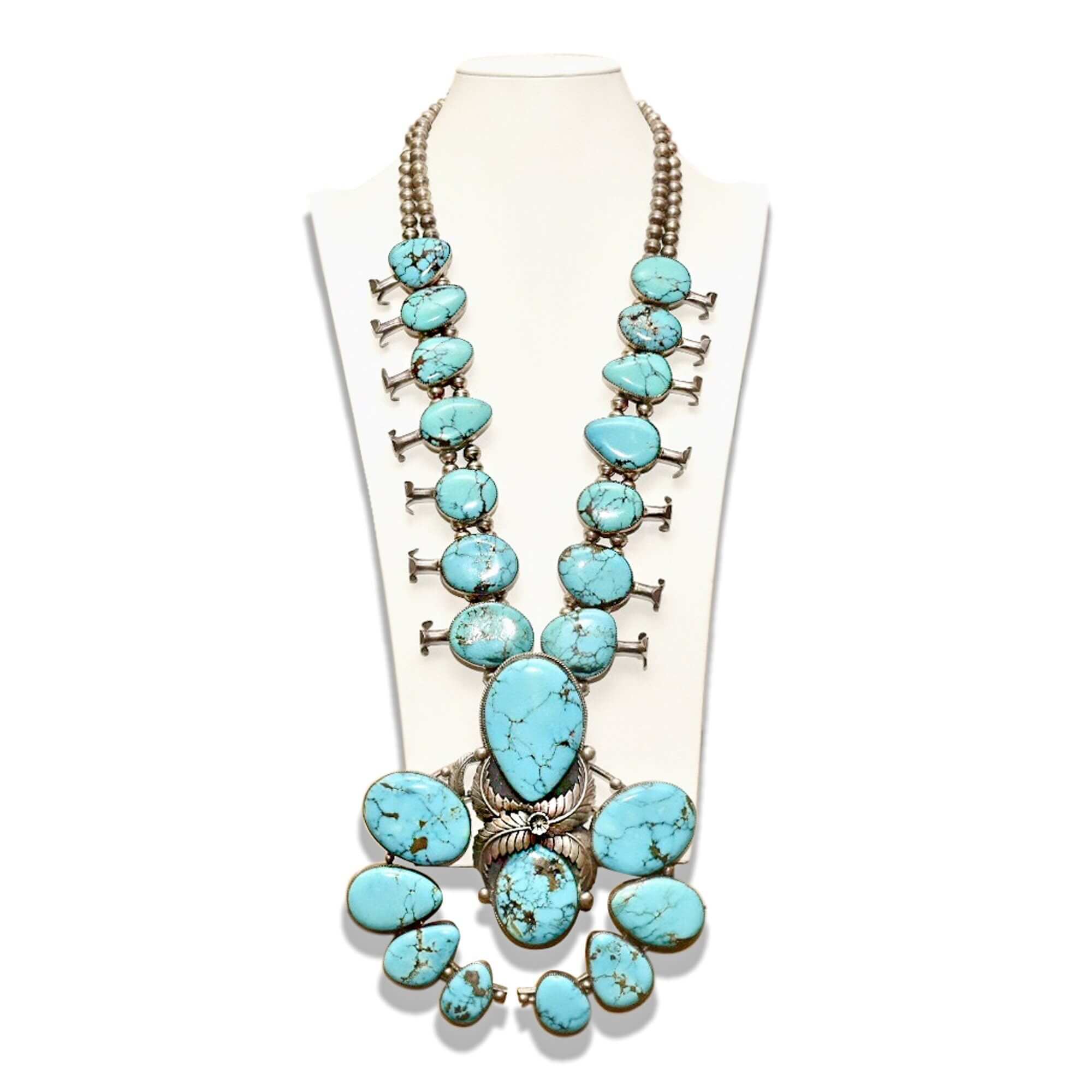 Vintage Gold and Turquoise Squash Blossom Necklace - Ruby Lane