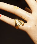 Modernist 14K Lightning Bolt Ring, Solid Yellow Gold Abstract V-Ring, Estate Jewelry, Size 4 1/2 - Good's Vintage