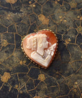 Italian 14K Diamond Necklace Heart Cameo Brooch Pendant, Vintage Giovanni APA Hand-Carved Shell Cameo In 585 Gold - Good's Vintage