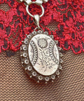 Victorian Sterling Silver Locket Book Chain Collar, Hand-Engraved, Floral Motifs, Birmingham Hallmark, 20" L - Good's Vintage
