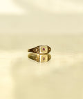Victorian 10K Garnet Baby Ring In Antique Yellow Gold, Tiny Engraved Ring, Mourning Jewelry, Toe Ring - Good's Vintage