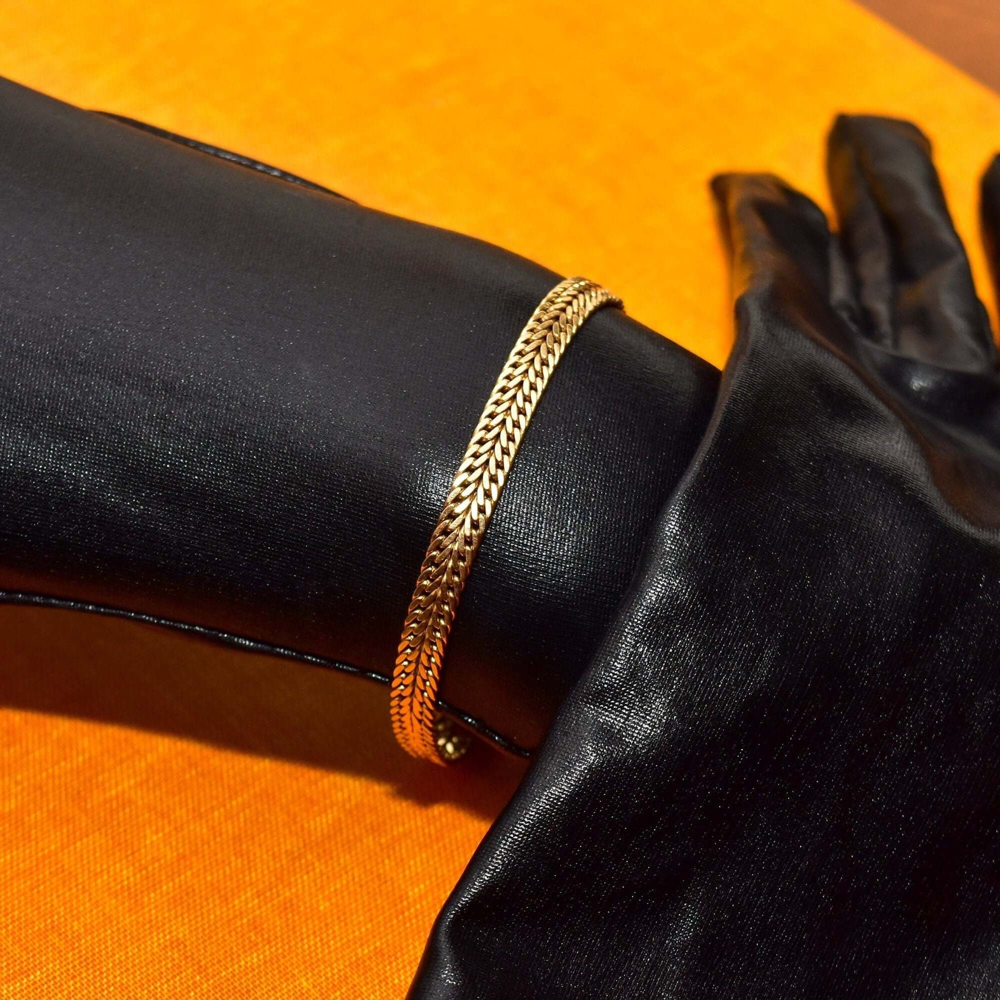 Italian 14K Double Curb Link Bracelet In Solid Yellow Gold, Wide Foxtail Chain Bracelet, Estate Jewelry, 7 1/2" L - Good's Vintage