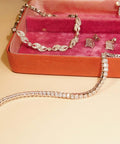 Half Bezel Diamond Tennis Bracelet In 14K White Gold, 3.60 TCW Brilliant Diamond Link Bracelet, Estate Jewelry, 7 1/4" - Good's Vintage