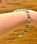 Vintage 14K Gold Blue Topaz Gemstone Link Bracelet, White Gold Diamond Accent Marquise Spacers, 585 Gemstone Tennis Bracelet, 7 3/4" L - Good's Vintage