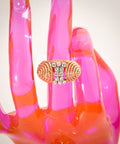 Modernist 18K Diamond Cluster Cocktail Ring, Woven Yellow Gold Dome Ring, Estate Jewelry, 5 1/4 US - Good's Vintage