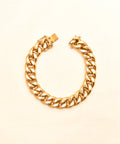 Italian 18K Cuban Link Bracelet, Chunky Yellow Gold Chain Bracelet, Estate Jewelry, 7.25" L - Good's Vintage