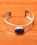 Robert & Noreen Kelly Sterling Silver Lapis Lazuli Cuff Bracelet, Modernist Navajo Asymmetric 925 Cuff, 5 3/4" - Good's Vintage