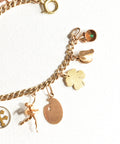 Eclectic 14K Charm Bracelet, Fun Mix Of Gold Charms, 4mm Curb Link Chain, 7" L - Good's Vintage