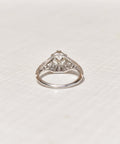 Edwardian Revival 1 CT Platinum Diamond Solitaire Laurel Foliate Engagement Ring, Estate Jewelry, Size 5 1/2 US - Good's Vintage
