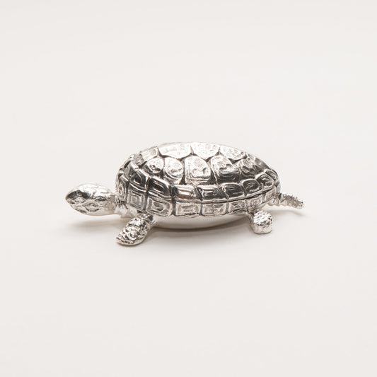Buccellati Italy Sterling Silver Turtle Pill Box, Solid Silver Mini Turtle Box Figurine, Collectible, 56mm