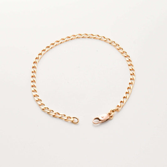 Italian 14K Curb Link Bracelet, Solid 3.5mm Yellow Gold Chain, Men's Jewelry, Estate Jewelry, 8" L