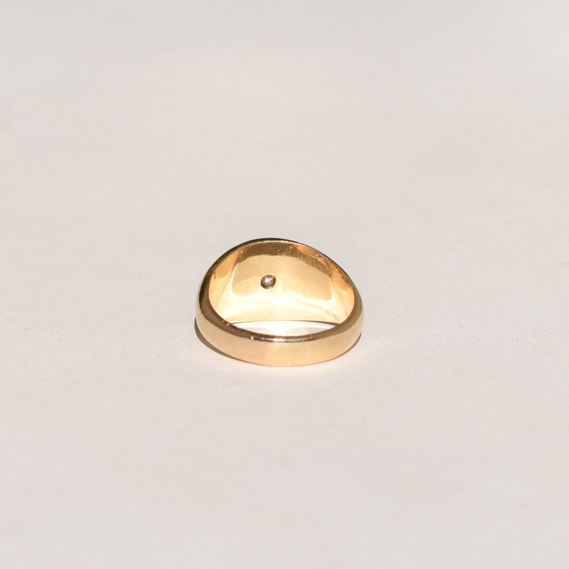 10K yellow gold vintage Victorian paste solitaire dome ring, size 7 US