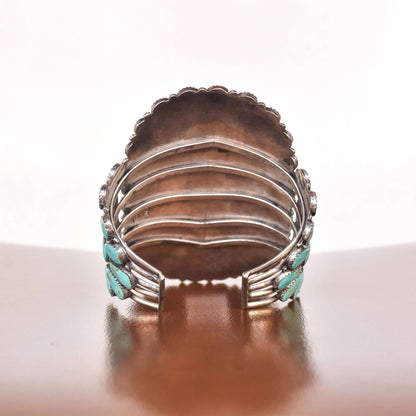 Jumbo Signed Navajo Turquoise Cuff Bracelet By Larry Moses Begaye Turquoise Mountain, 5.625"