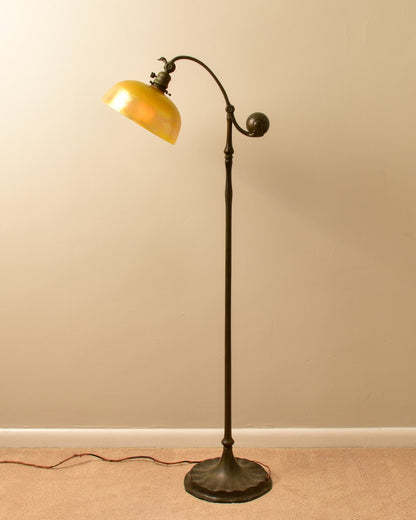 Antique L.C.T. TIFFANY STUDIOS New York Favrile Counterbalance Floor Lamp, Working Condition,