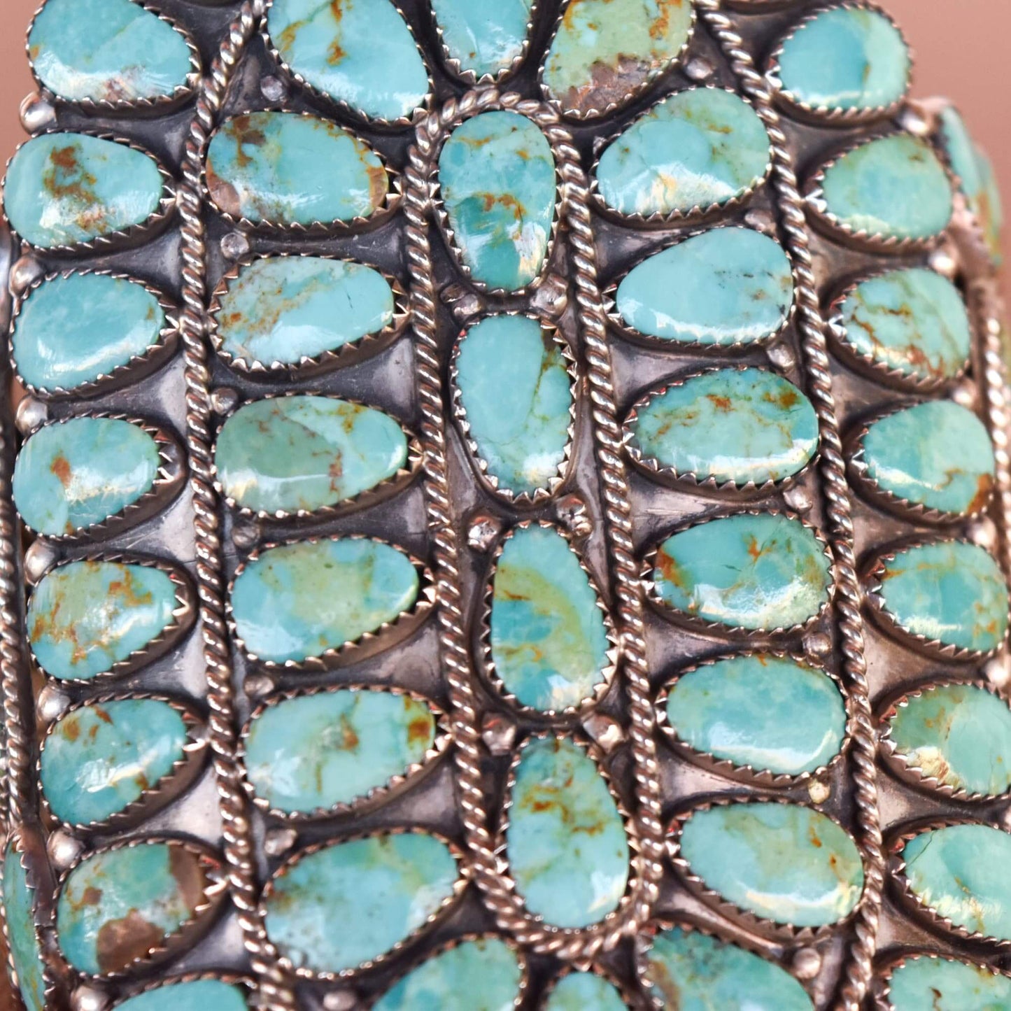 Jumbo Signed Navajo Turquoise Cuff Bracelet By Larry Moses Begaye Turquoise Mountain, 5.625"