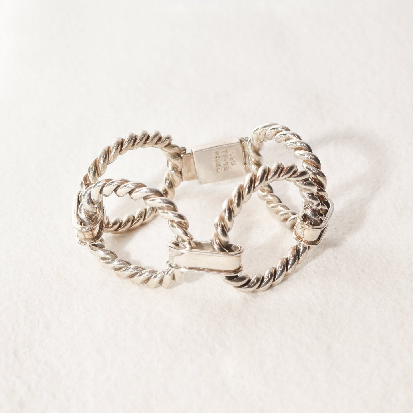 TAXCO Sterling Silver Lasso Oval Link Bracelet, Unisex Bracelet, Modernist Jewelry, 7.75"