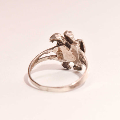 Cute Sterling Silver Lovers Ring With Movable Figures, Boy Girl Couple, Valentines Day Gift, 7 1/4 US