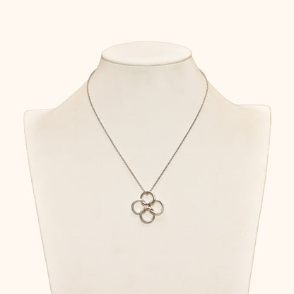 Tiffany & Co. Sterling Silver Quadrifoglio Pendant Necklace By Elsa Peretti, Valentines Day Gift, 16" L