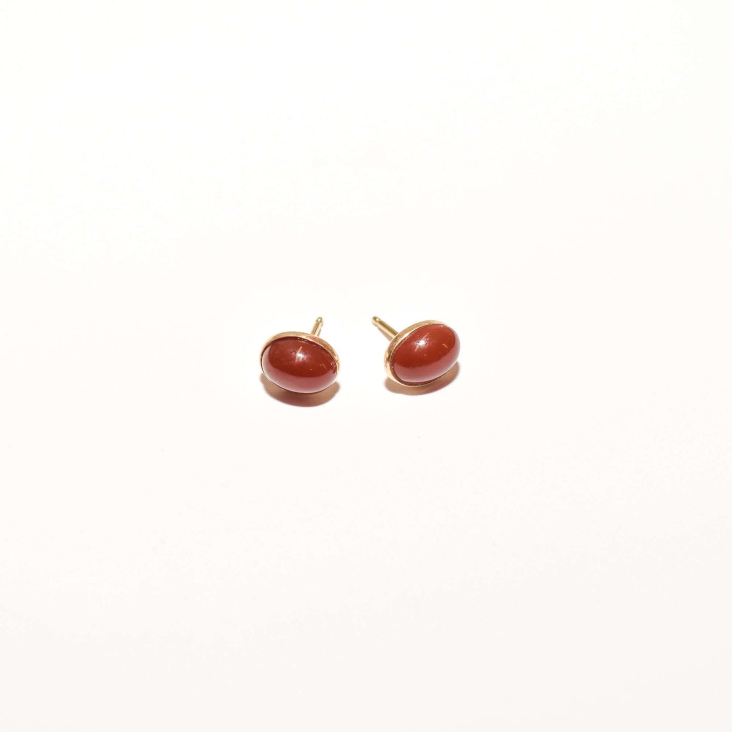 Cute 14K Carnelian Button Studs In Yellow Gold, Valentines Day Gift, 8.5mm