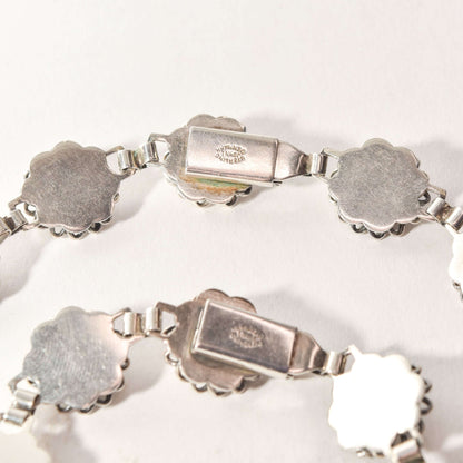 1950's Danish Sterling Silver Flower Link Necklace & Bracelet Set By John Lauritzen